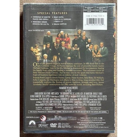 The Godfather Part III - DVD - NEW - Widescreen - Al Pacino, Andy Garcia - Picture 2 of 3